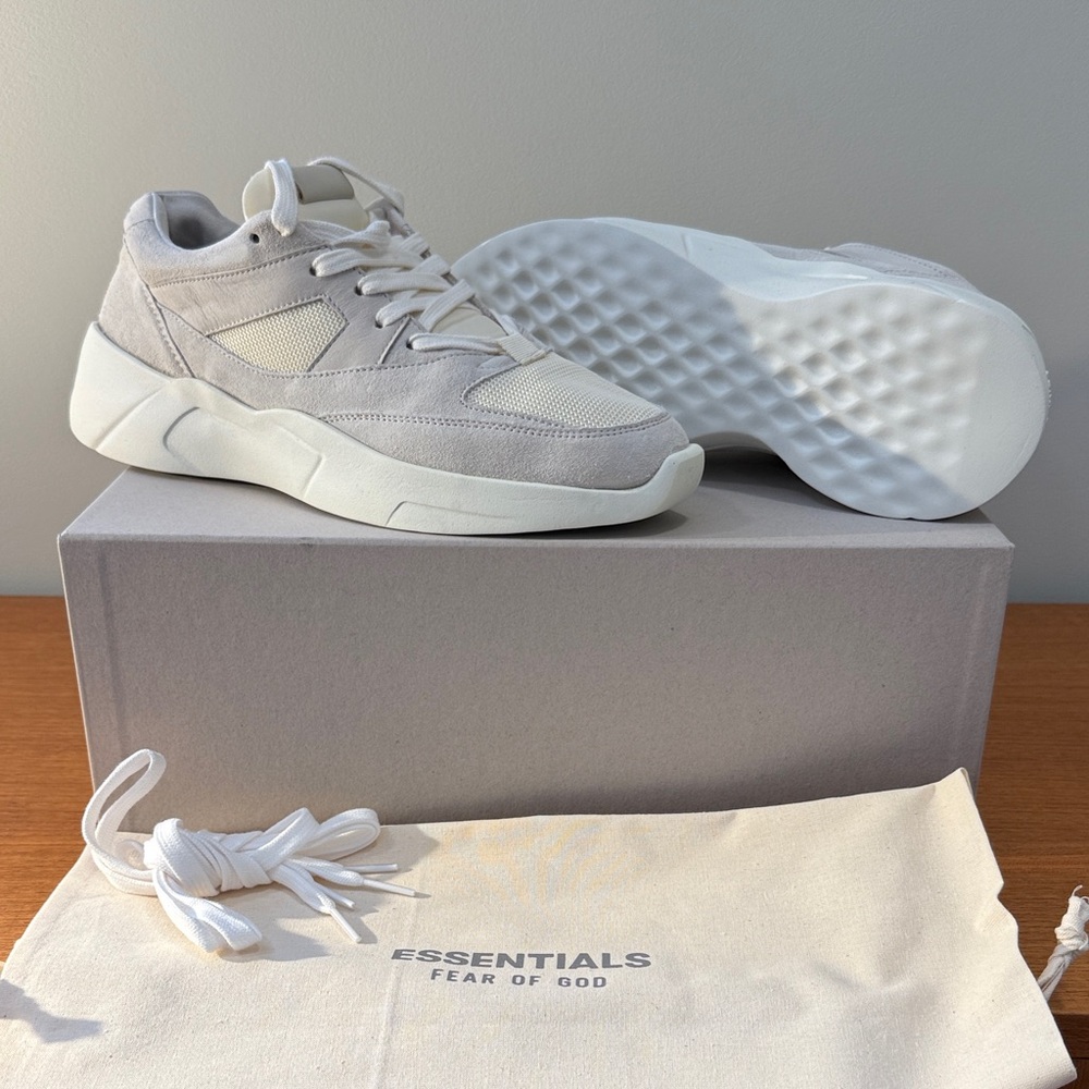Fear of God Essentials Distance Running Sneaker in Cream, New with Tags
